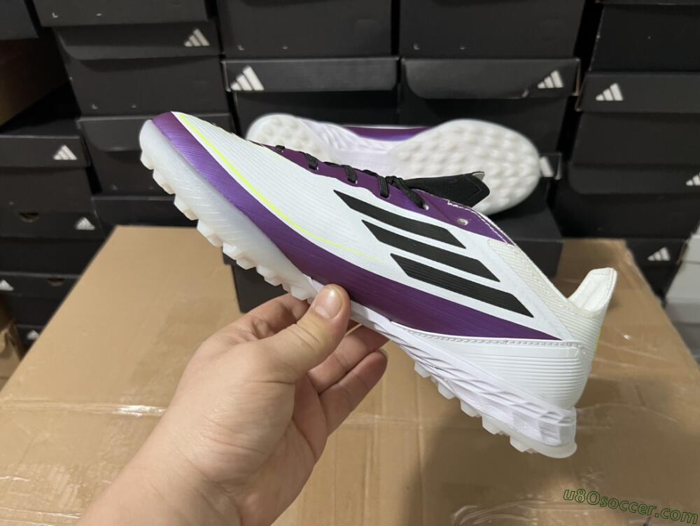 Adidas F50 Elite TF Artificial Turf Soccer Shoes - White/Black/Purple