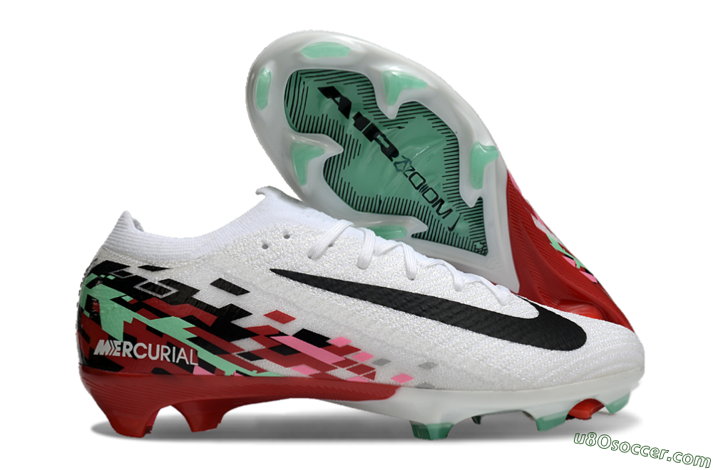 Nike Air Zoom Mercurial Vapor 16 Elite FG Firm Ground Soccer Cleats - White/Black/Pink/Green 1