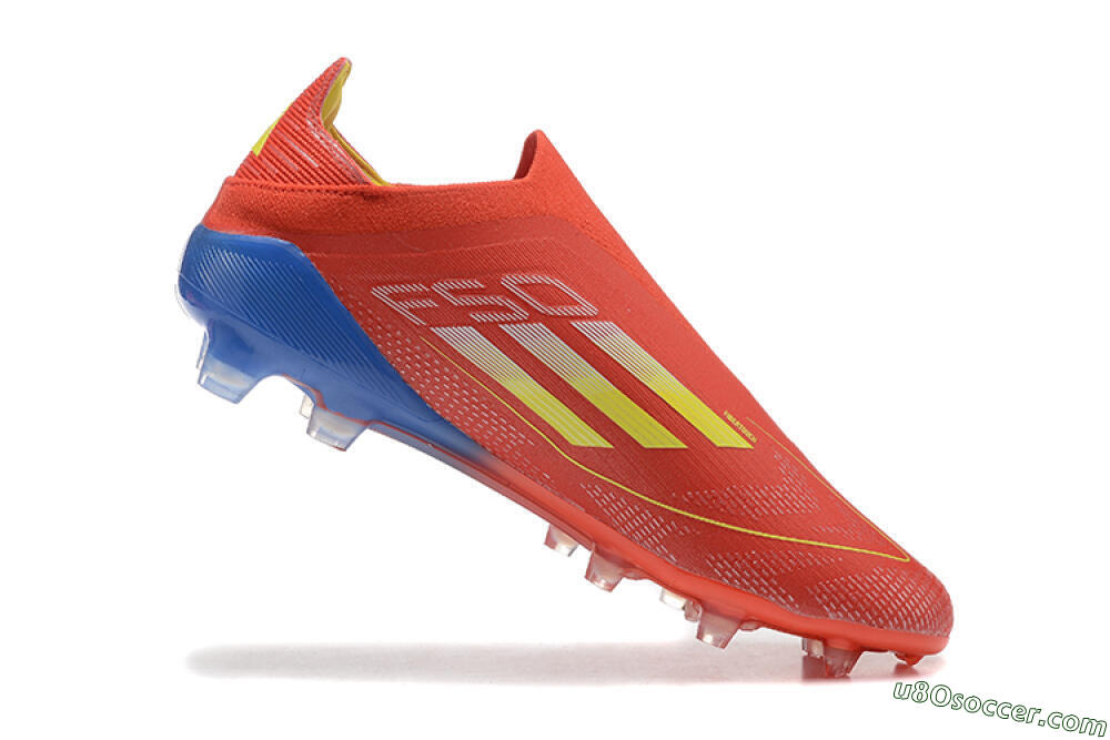 Adidas F50 Elite Laceless FG Firm Ground Soccer Cleats - Red/Yellow/Blue 7