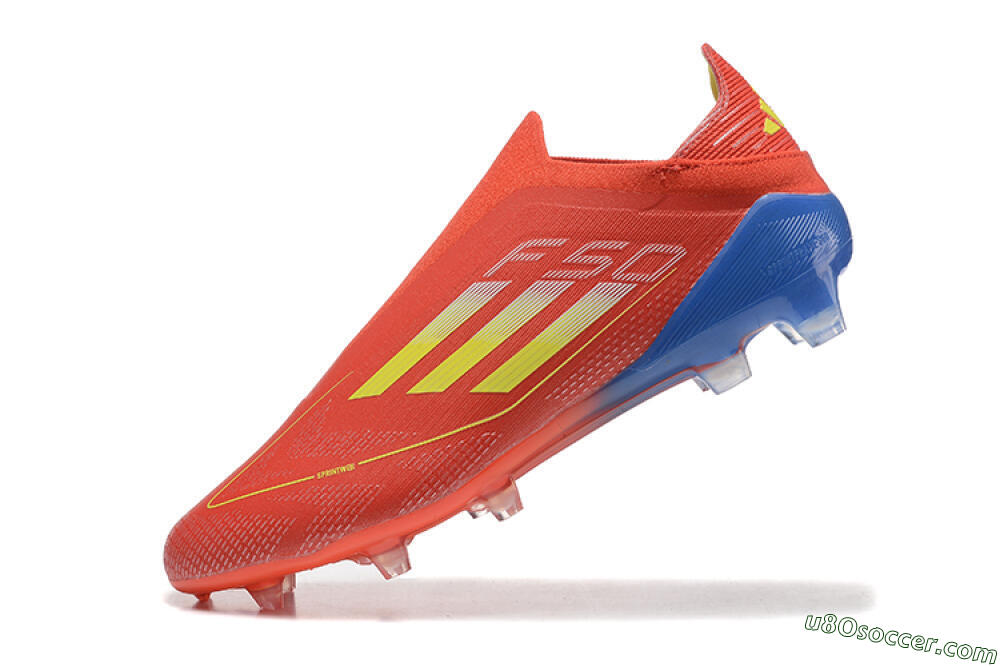 Adidas F50 Elite Laceless FG Firm Ground Soccer Cleats - Red/Yellow/Blue 8