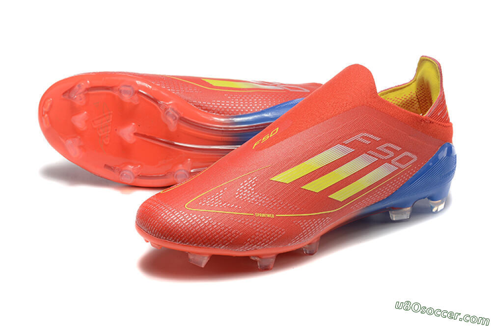 Adidas F50 Elite Laceless FG Firm Ground Soccer Cleats - Red/Yellow/Blue 3