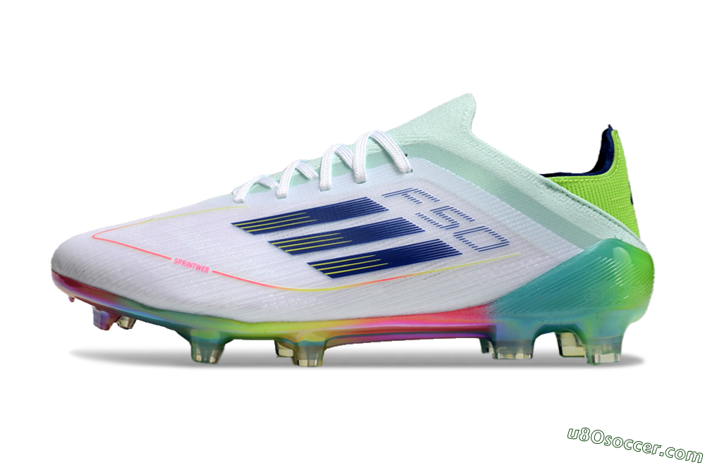 Adidas F50 Elite FG Firm Ground Soccer Cleats - White/Blue/Yellow/Gold 2