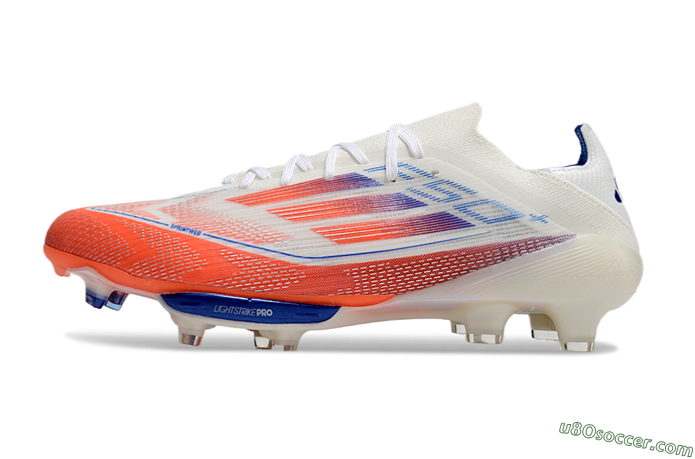 Adidas F50+ Lightstrike Pro FG Firm Ground Soccer Cleats - White/Red/Blue 2