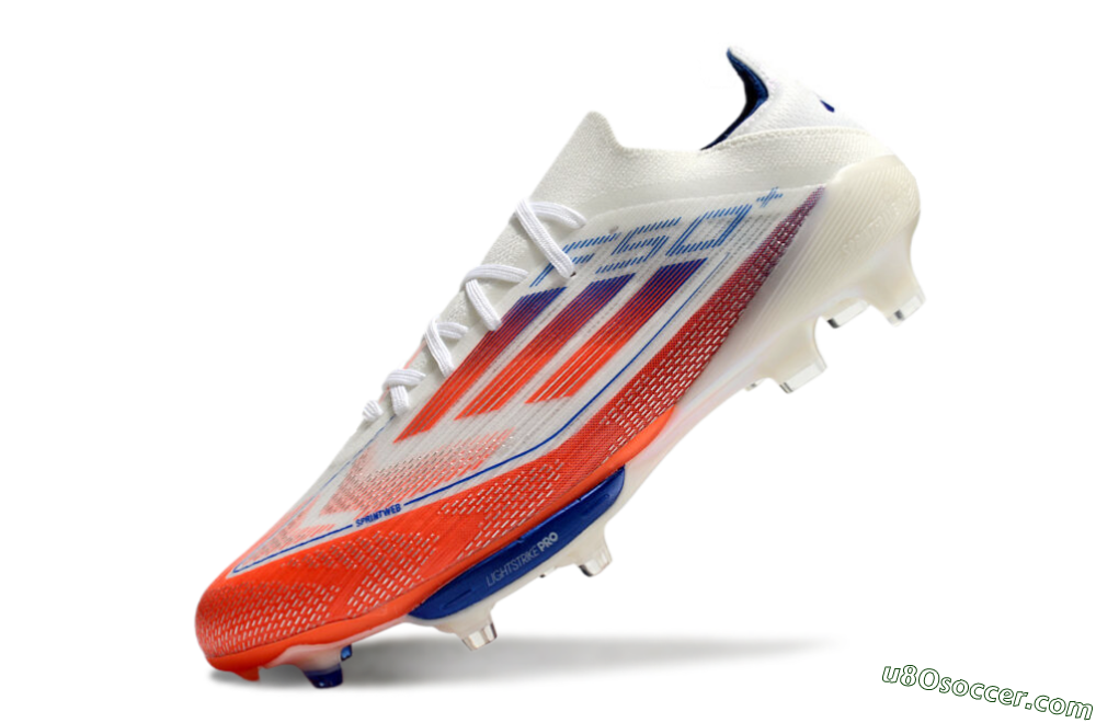 Adidas F50+ Lightstrike Pro FG Firm Ground Soccer Cleats - White/Red/Blue 6