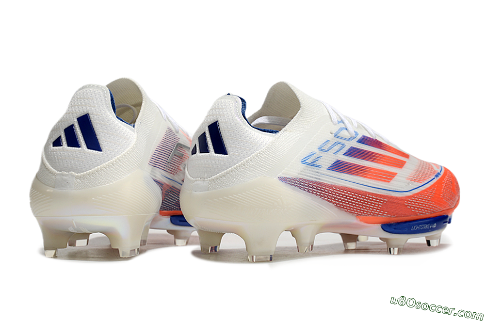 Adidas F50+ Lightstrike Pro FG Firm Ground Soccer Cleats - White/Red/Blue 7