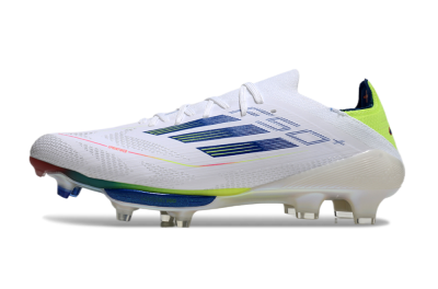 Adidas F50+ Lightstrike Pro FG Firm Ground Soccer Cleats - White/Blue/Yellow