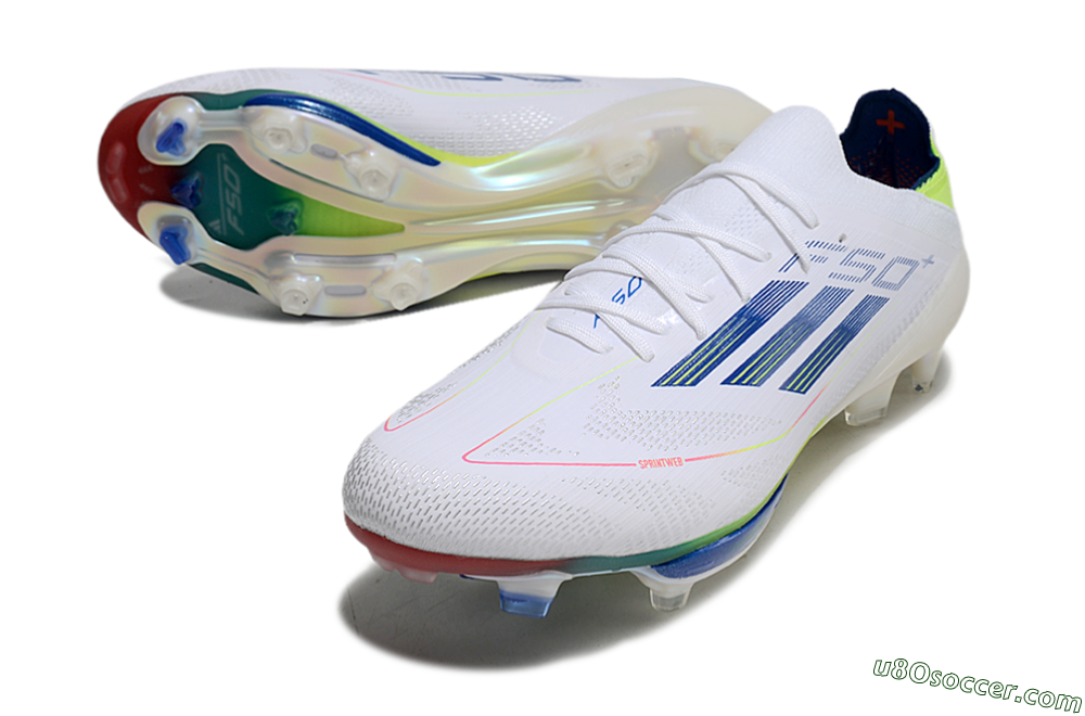 Adidas F50+ Lightstrike Pro FG Firm Ground Soccer Cleats - White/Blue/Yellow 3
