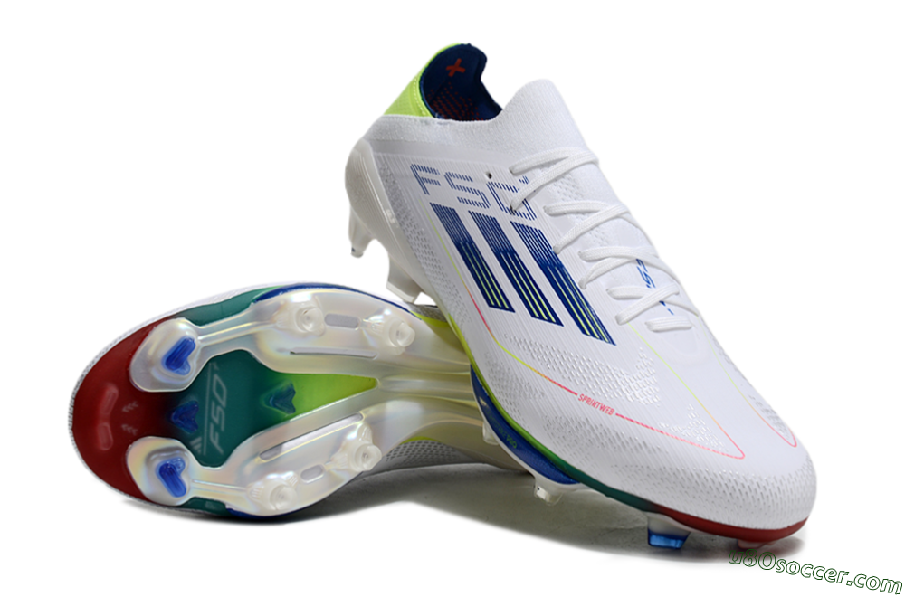 Adidas F50+ Lightstrike Pro FG Firm Ground Soccer Cleats - White/Blue/Yellow 4