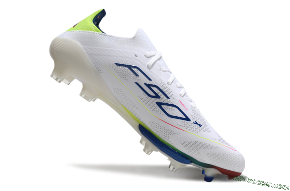 Adidas F50+ Lightstrike Pro FG Firm Ground Soccer Cleats - White/Blue/Yellow 5