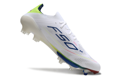 Adidas F50+ Lightstrike Pro FG Firm Ground Soccer Cleats - White/Blue/Yellow