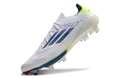 Adidas F50+ Lightstrike Pro FG Firm Ground Soccer Cleats - White/Blue/Yellow