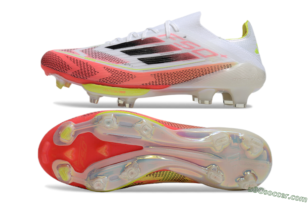 Adidas F50+ Lightstrike Pro FG Firm Ground Soccer Cleats - White/Red/Pink/Black/Yellow 0