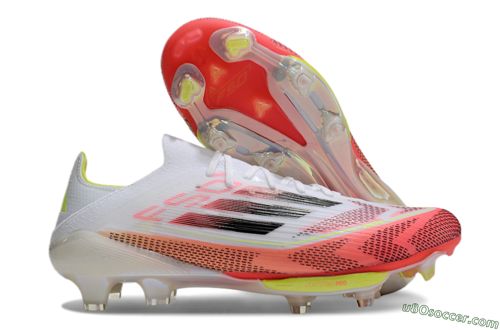 Adidas F50+ Lightstrike Pro FG Firm Ground Soccer Cleats - White/Red/Pink/Black/Yellow 1