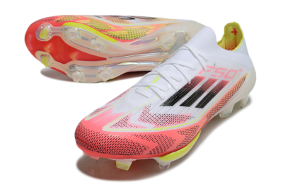 Adidas F50+ Lightstrike Pro FG Firm Ground Soccer Cleats - White/Red/Pink/Black/Yellow
