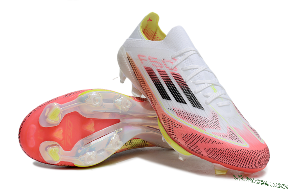 Adidas F50+ Lightstrike Pro FG Firm Ground Soccer Cleats - White/Red/Pink/Black/Yellow 4