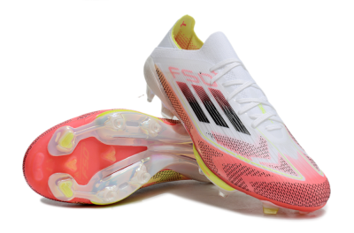 Adidas F50+ Lightstrike Pro FG Firm Ground Soccer Cleats - White/Red/Pink/Black/Yellow
