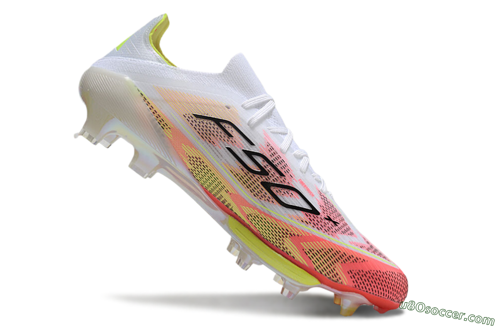 Adidas F50+ Lightstrike Pro FG Firm Ground Soccer Cleats - White/Red/Pink/Black/Yellow 5