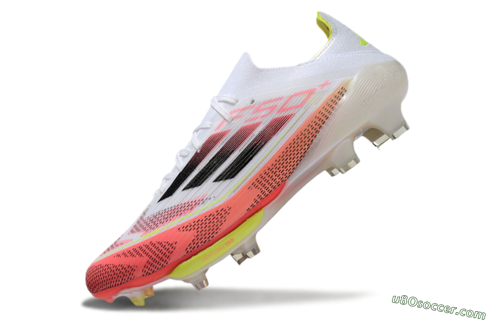 Adidas F50+ Lightstrike Pro FG Firm Ground Soccer Cleats - White/Red/Pink/Black/Yellow 6