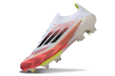 Adidas F50+ Lightstrike Pro FG Firm Ground Soccer Cleats - White/Red/Pink/Black/Yellow