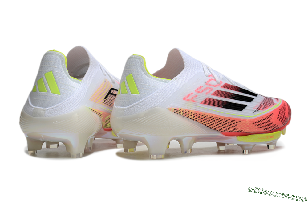 Adidas F50+ Lightstrike Pro FG Firm Ground Soccer Cleats - White/Red/Pink/Black/Yellow 7