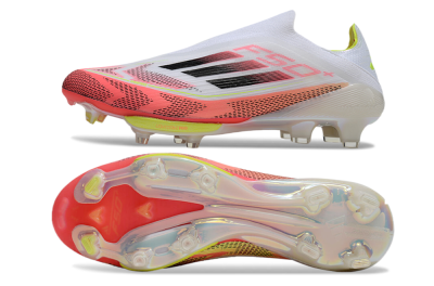 Adidas F50+ Lightstrike Pro Laceless FG Firm Ground Soccer Cleats - White/Red/Yellow/Black