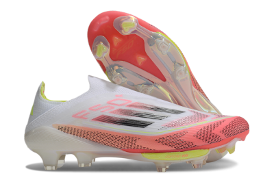 Adidas F50+ Lightstrike Pro Laceless FG Firm Ground Soccer Cleats - White/Red/Yellow/Black