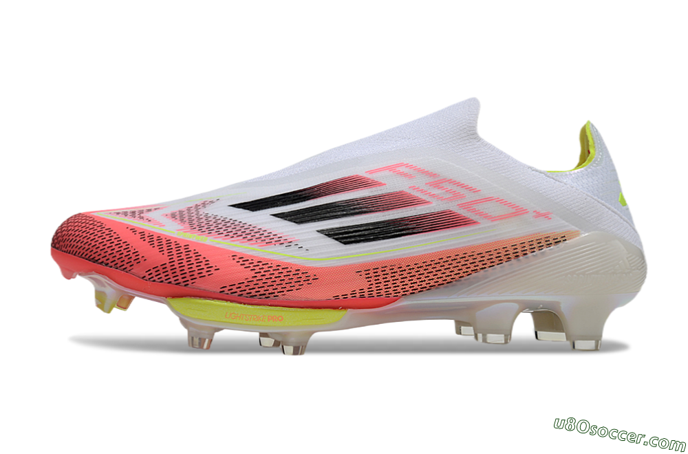 Adidas F50+ Lightstrike Pro Laceless FG Firm Ground Soccer Cleats - White/Red/Yellow/Black 2