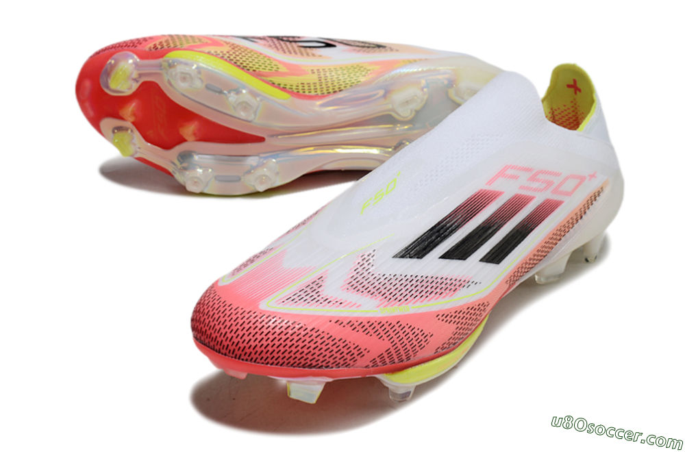 Adidas F50+ Lightstrike Pro Laceless FG Firm Ground Soccer Cleats - White/Red/Yellow/Black 3