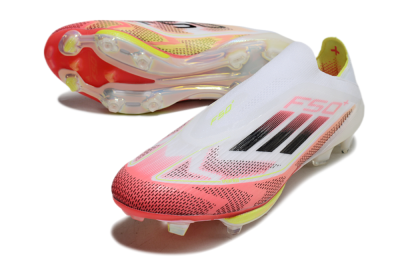 Adidas F50+ Lightstrike Pro Laceless FG Firm Ground Soccer Cleats - White/Red/Yellow/Black