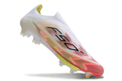 Adidas F50+ Lightstrike Pro Laceless FG Firm Ground Soccer Cleats - White/Red/Yellow/Black