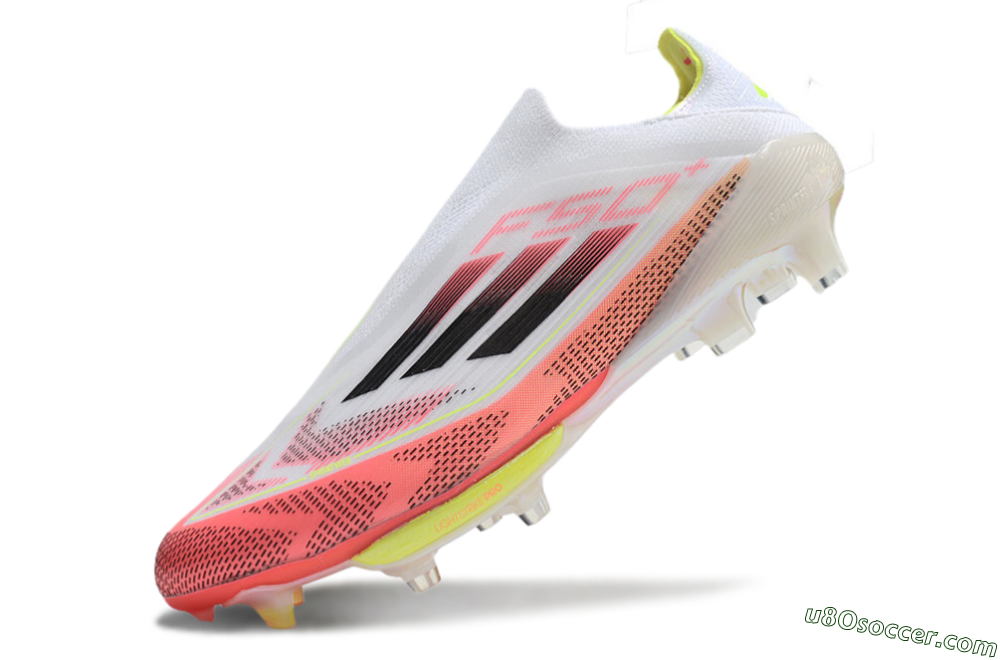 Adidas F50+ Lightstrike Pro Laceless FG Firm Ground Soccer Cleats - White/Red/Yellow/Black 6