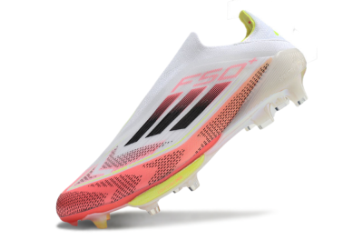 Adidas F50+ Lightstrike Pro Laceless FG Firm Ground Soccer Cleats - White/Red/Yellow/Black