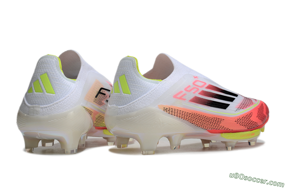 Adidas F50+ Lightstrike Pro Laceless FG Firm Ground Soccer Cleats - White/Red/Yellow/Black 7