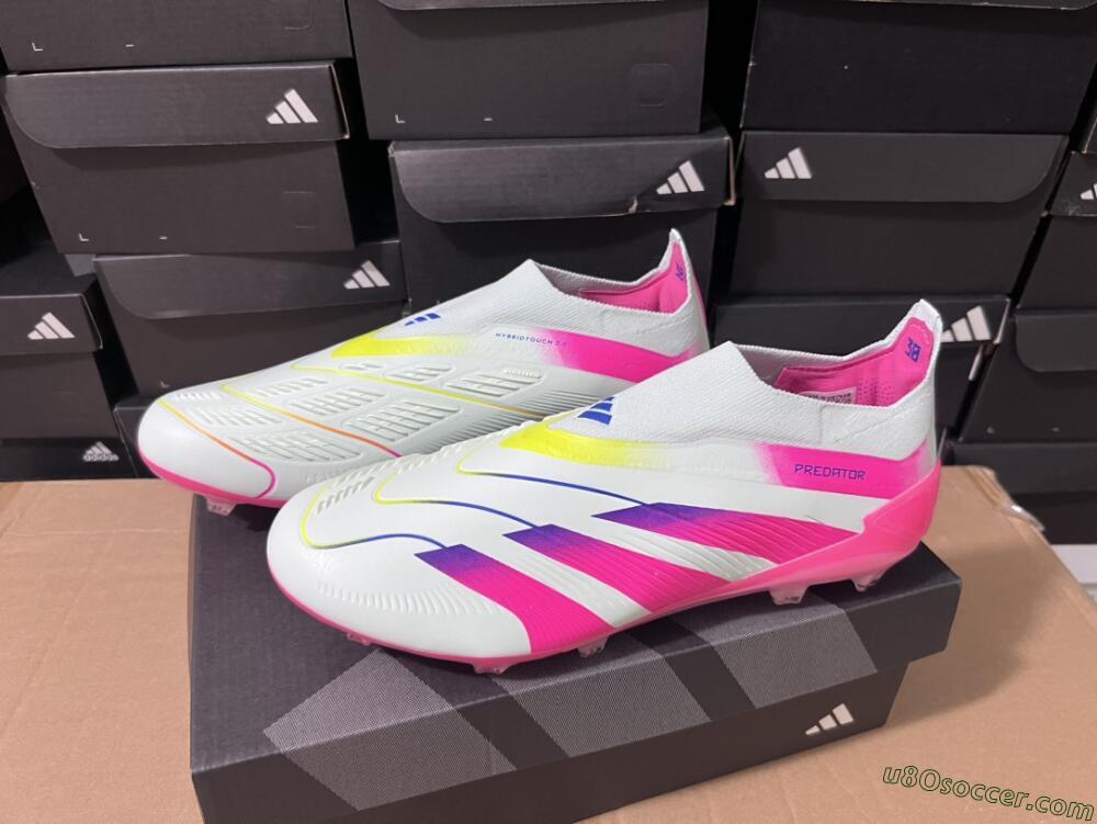 Adidas Predator Elite 24 Laceless FG Firm Ground Soccer Cleats - Jade/Blue/Pink