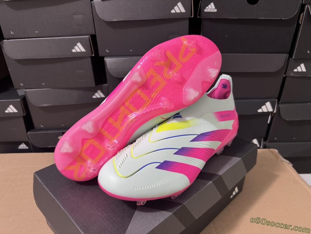 Adidas Predator Elite 24 Laceless FG Firm Ground Soccer Cleats - Jade/Blue/Pink
