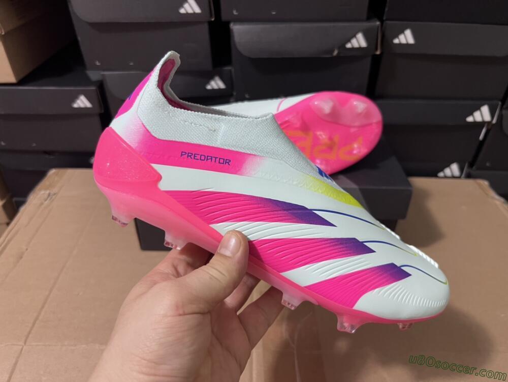 Adidas Predator Elite 24 Laceless FG Firm Ground Soccer Cleats - Jade/Blue/Pink