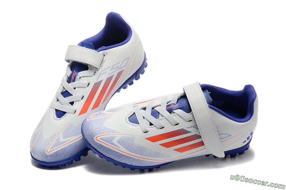 Kids Adidas Predator Elite TF Artificial Turf Soccer Shoes - White/Blue/Red 6