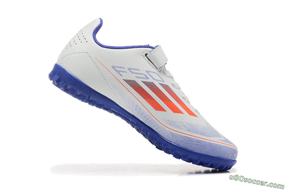 Kids Adidas Predator Elite TF Artificial Turf Soccer Shoes - White/Blue/Red 7