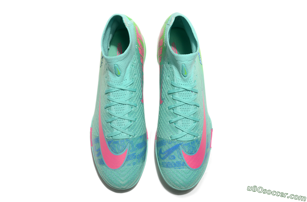 Nike Air Zoom Mercurial Superfly 10 Elite TF Artificial Turf Soccer Shoes - Jade/Pink/Blue 4