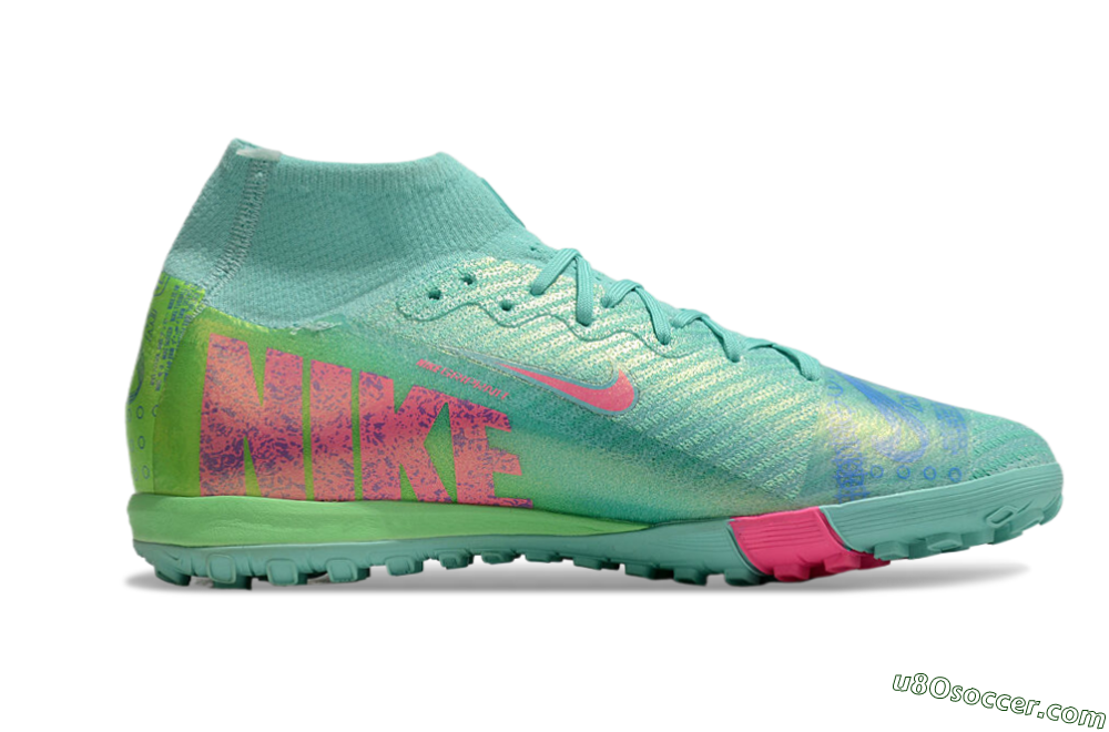Nike Air Zoom Mercurial Superfly 10 Elite TF Artificial Turf Soccer Shoes - Jade/Pink/Blue 7