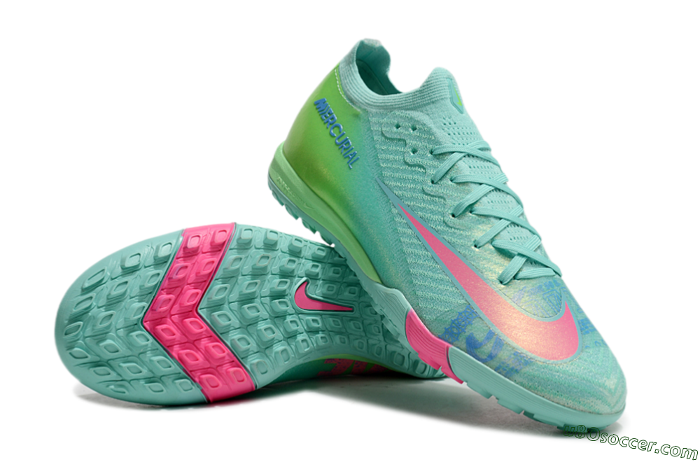 Nike Air Zoom Mercurial Vapor 16 Elite TF Artificial Turf Soccer Shoes - Jade/Pink/Blue 3