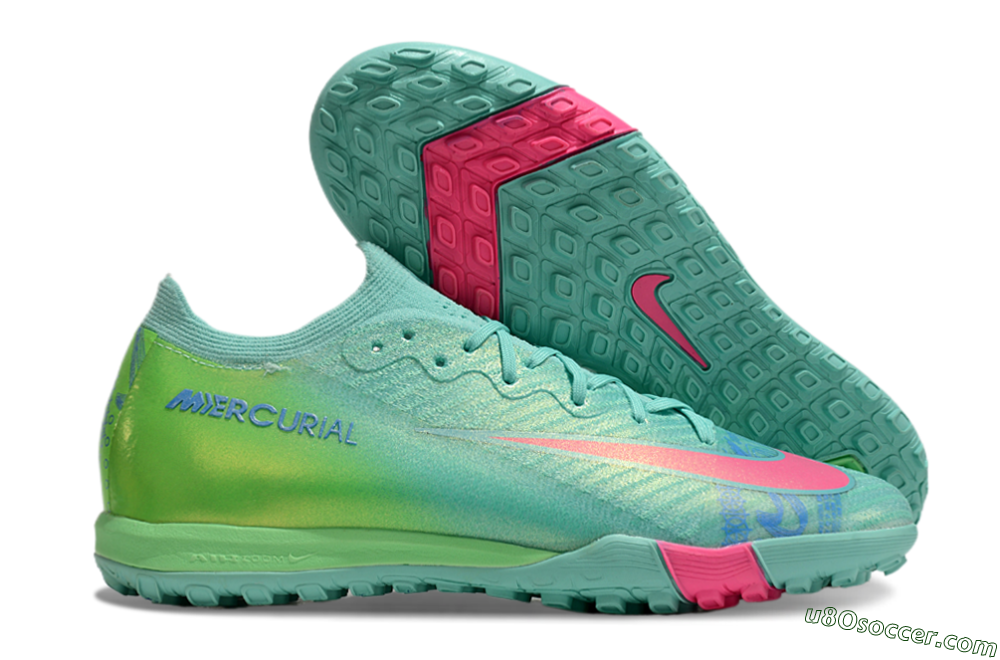 Nike Air Zoom Mercurial Vapor 16 Elite TF Artificial Turf Soccer Shoes - Jade/Pink/Blue 1