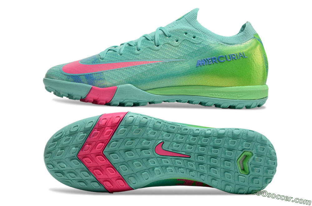 Nike Air Zoom Mercurial Vapor 16 Elite TF Artificial Turf Soccer Shoes - Jade/Pink/Blue 0