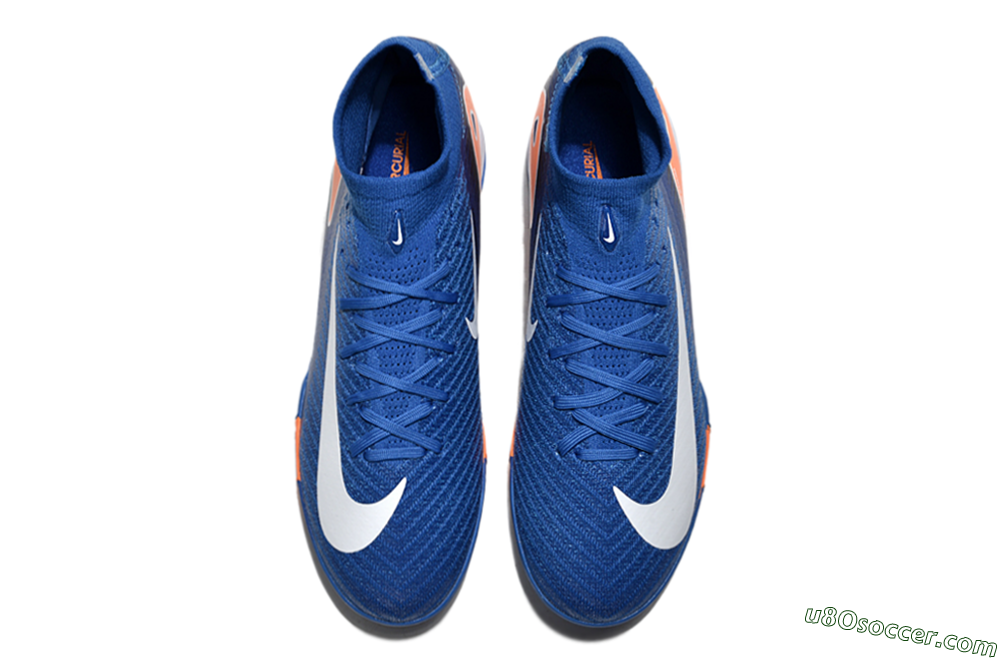 Nike Air Zoom Mercurial Superfly 10 Elite TF Artificial Turf Soccer Shoes - Blue/White/Orange 4