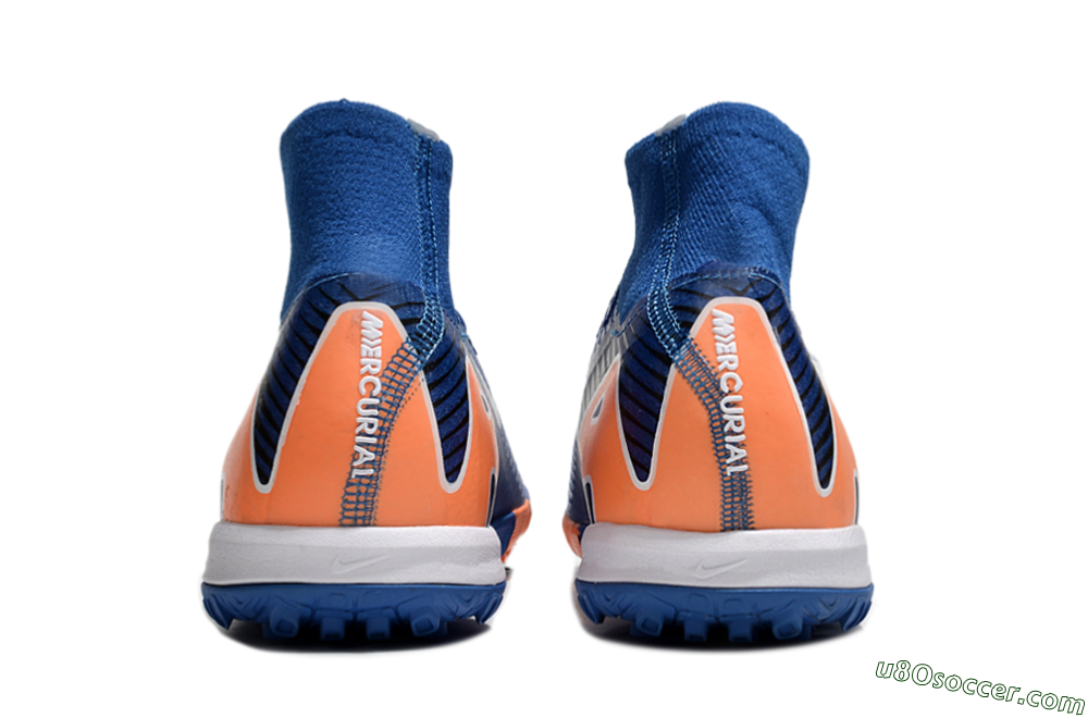 Nike Air Zoom Mercurial Superfly 10 Elite TF Artificial Turf Soccer Shoes - Blue/White/Orange 5