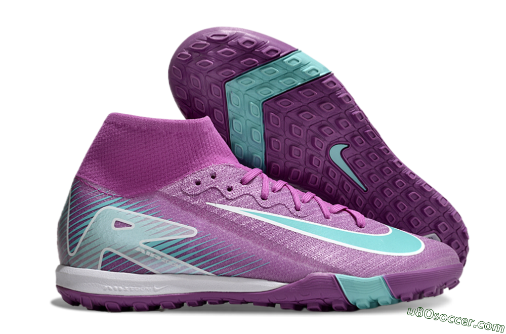 Nike Air Zoom Mercurial Superfly 10 Elite TF Artificial Turf Soccer Shoes - Purple/Jade/White 1