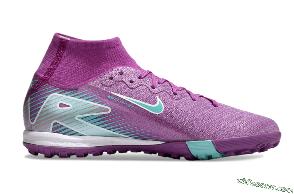 Nike Air Zoom Mercurial Superfly 10 Elite TF Artificial Turf Soccer Shoes - Purple/Jade/White 7