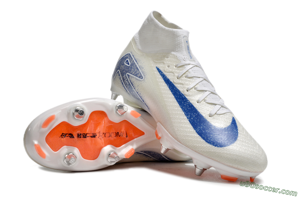 Nike Air Zoom Mercurial Superfly 10 Elite SG Soft Ground Soccer Cleats - Beige/White/Blue 3
