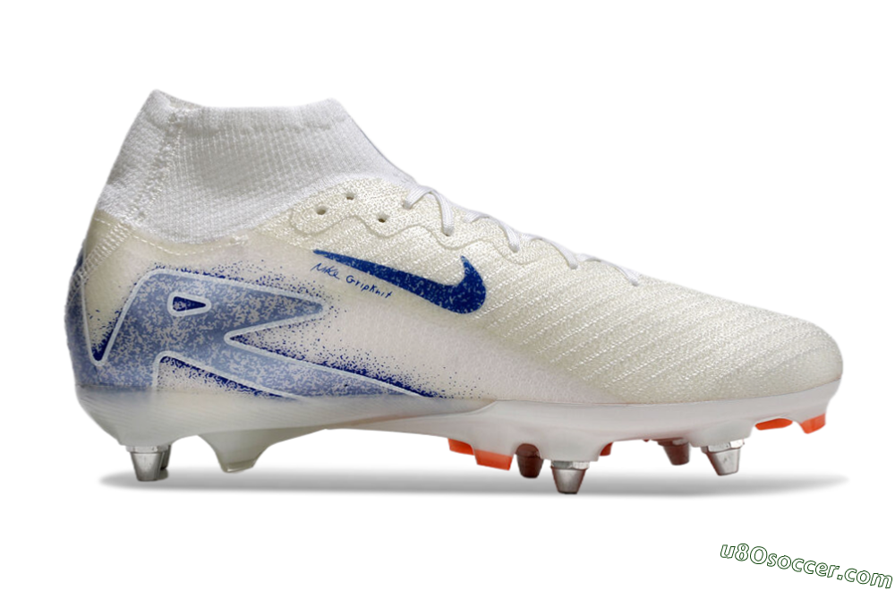 Nike Air Zoom Mercurial Superfly 10 Elite SG Soft Ground Soccer Cleats - Beige/White/Blue 7