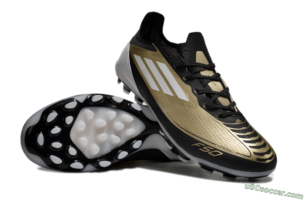 Adidas F50 Elite Messi MG Multi Ground Soccer Cleats - Gold/Black/White 3